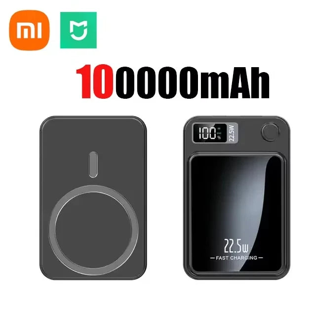 100000mAh Magnetic Power Bank Wireless Fast Charger For Magsafe Portable Auxiliary Battery Pack For iphone Huawei Samsung