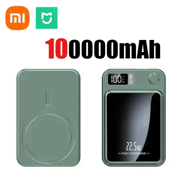 100000mAh Magnetic Power Bank Wireless Fast Charger For Magsafe Portable Auxiliary Battery Pack For iphone Huawei Samsung