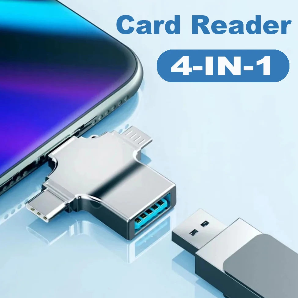 4-in-1 SD Card Reader & Adapter | USB 3.0 | Micro SD to USB | OTG Adapter for Apple & Android Devices