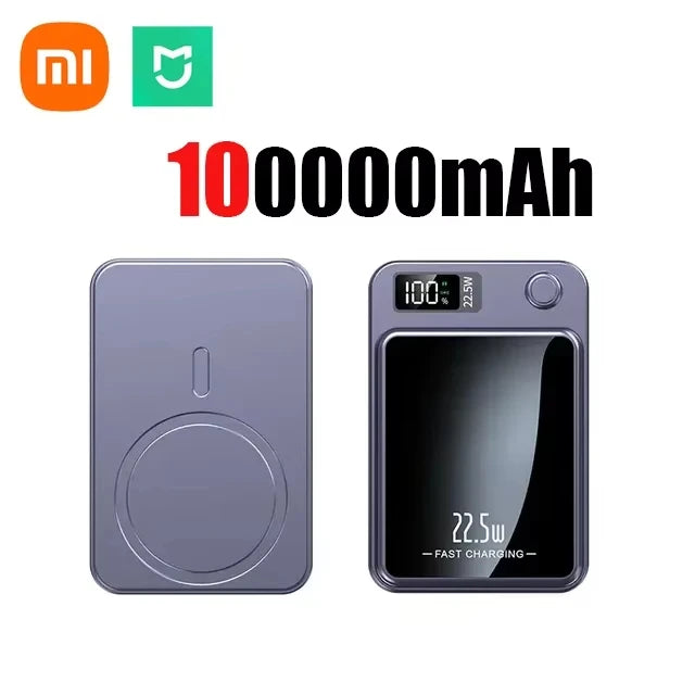 100000mAh Magnetic Power Bank Wireless Fast Charger For Magsafe Portable Auxiliary Battery Pack For iphone Huawei Samsung