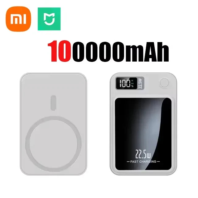 100000mAh Magnetic Power Bank Wireless Fast Charger For Magsafe Portable Auxiliary Battery Pack For iphone Huawei Samsung