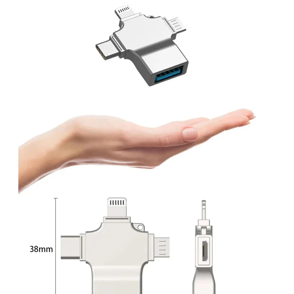 4-in-1 SD Card Reader & Adapter | USB 3.0 | Micro SD to USB | OTG Adapter for Apple & Android Devices